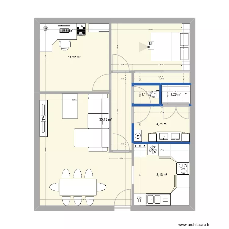 00002. Plan de 6  et 62 m²