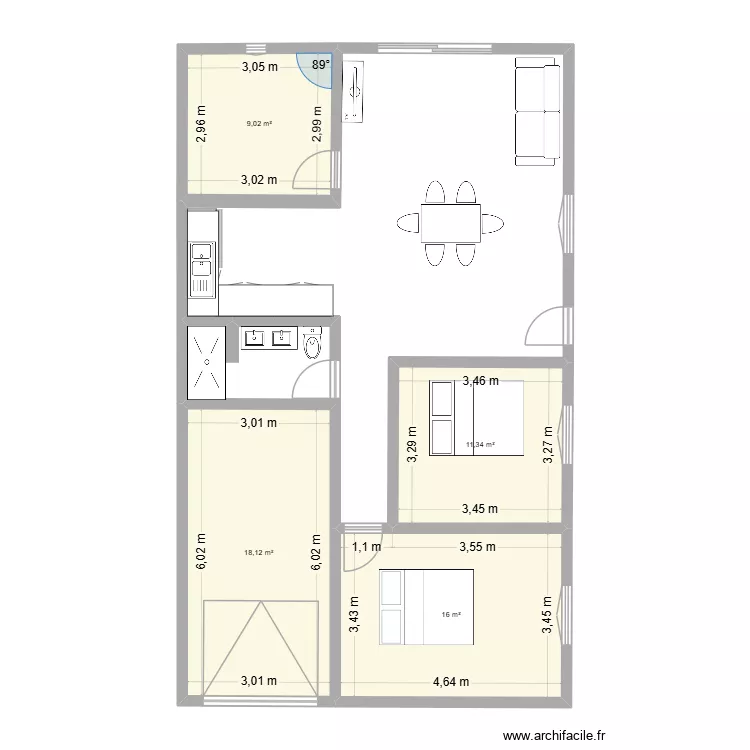 terrain 2 bis. Plan de 4  et 54 m²