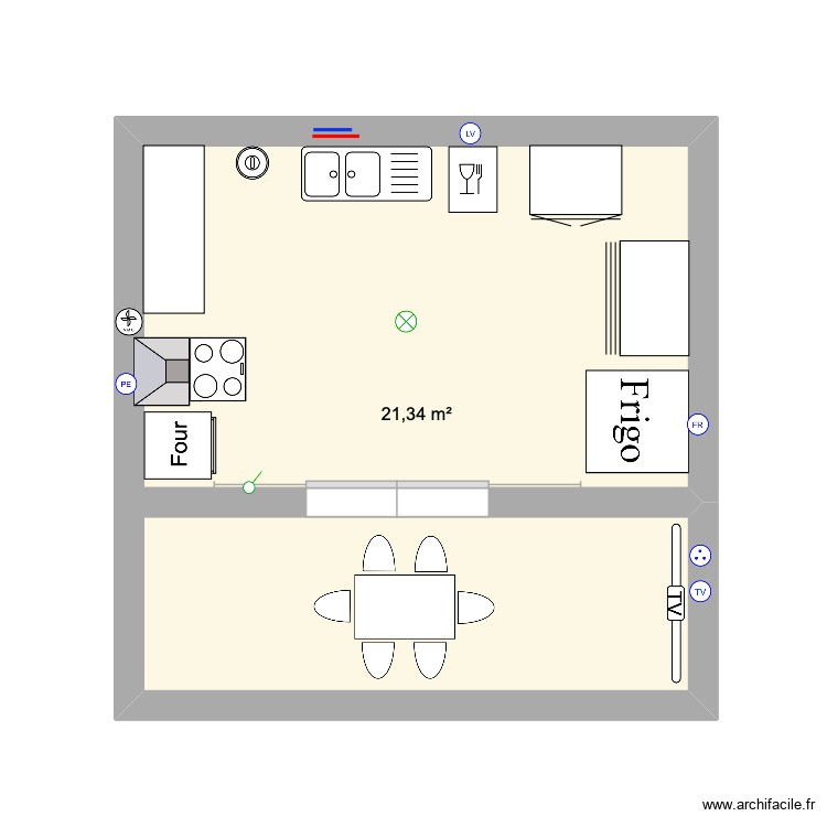 cuisine am&eacute;nag&eacute;e. Plan de 0 pièce et 0 m2