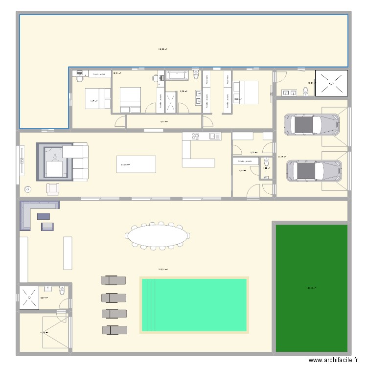 hjrr. Plan de 16 pièces et 620 m2