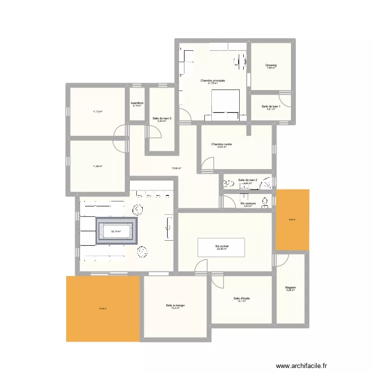 Ma maison pp 6cbres x. Plan de 16  et 193 m²