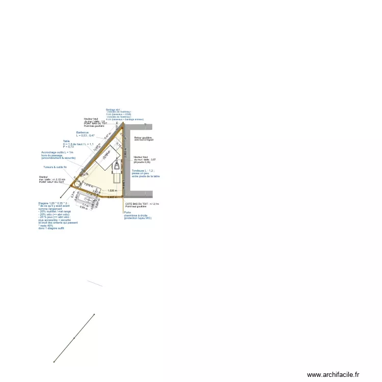 Abri Seul vD - New dalle. Plan de 1 Pièce et 5 m² Abri Seul vD - New dalle. Plan de 1 Pièce et 5 m²