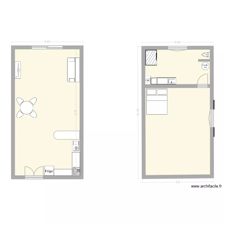 Projetaubanel. Plan de 2 pièces et 97 m²