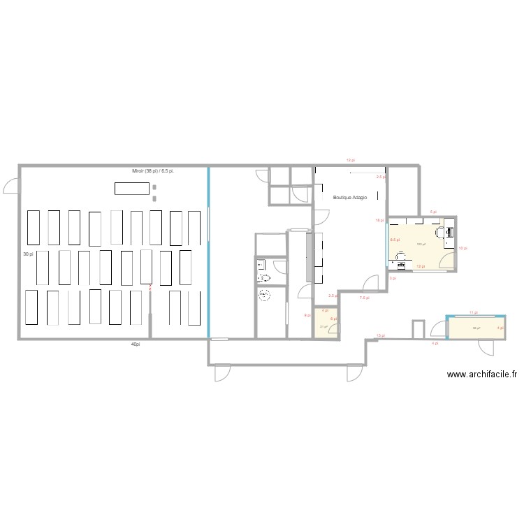 Nouveau studio Option 4. Plan de 3 pièces et 15 m2