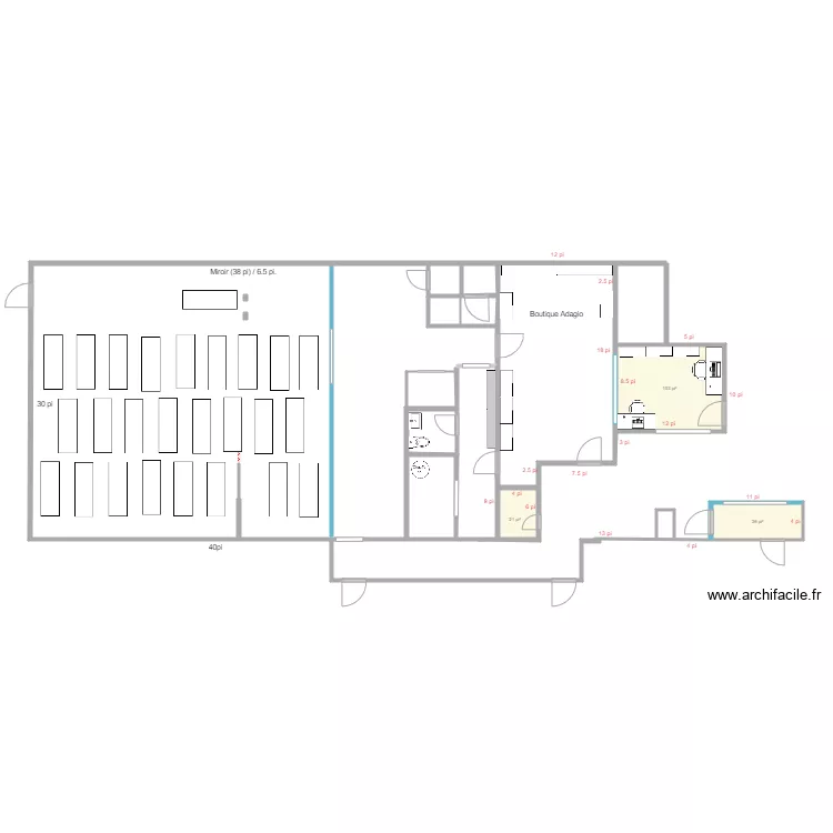 Nouveau studio Option 4. Plan de 