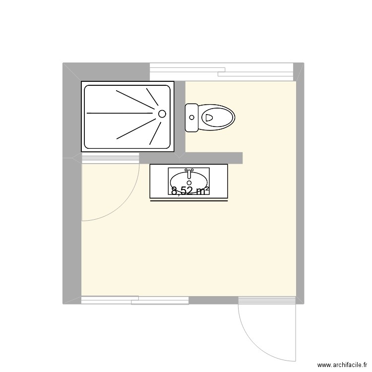 Salle de bain 1. Plan de 1 pièce et 9 m2