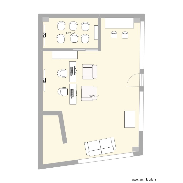 CFAC SAKIB. Plan de 2 pièces et 52 m2