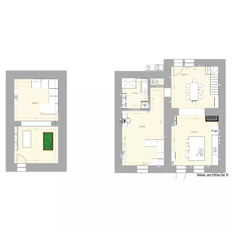 chatillon. Plan de 9  et 158 m²