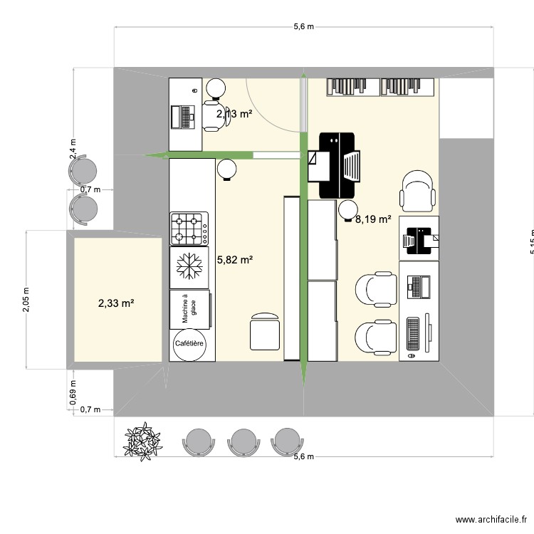 Plan d'aménagement Espace UCAC ICAM. Plan de 4 pièces et 18 m2