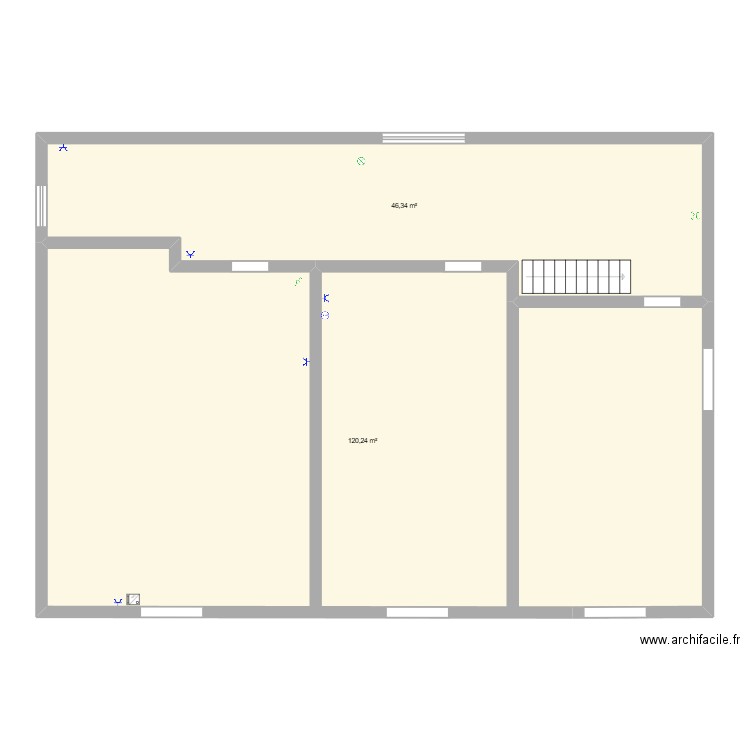 Plan Delph/Barth. Plan de 2 pièces et 167 m2