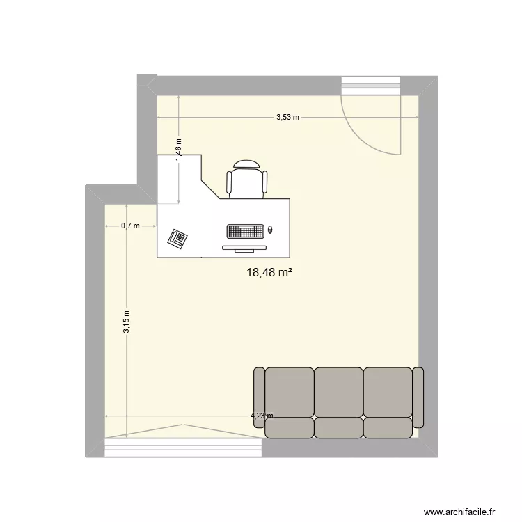 bureau. Plan de 1 et 18 m² bureau. Plan de 1 et 18 m²