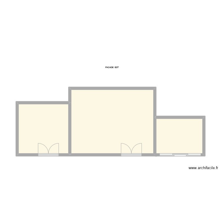 FACADE EST. Plan de 3 pièces et 32 m2