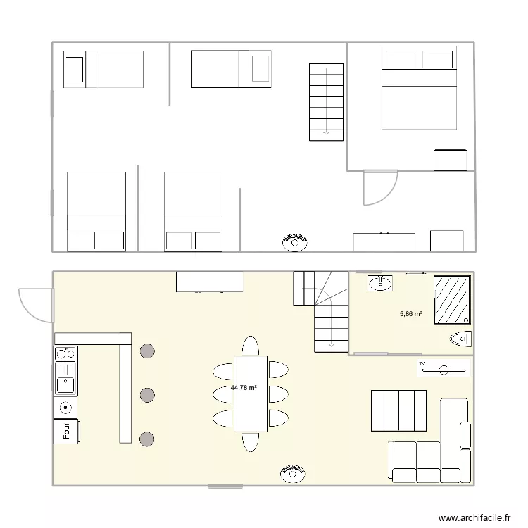 chalet sur le cret. Plan de 2  et 51 m²