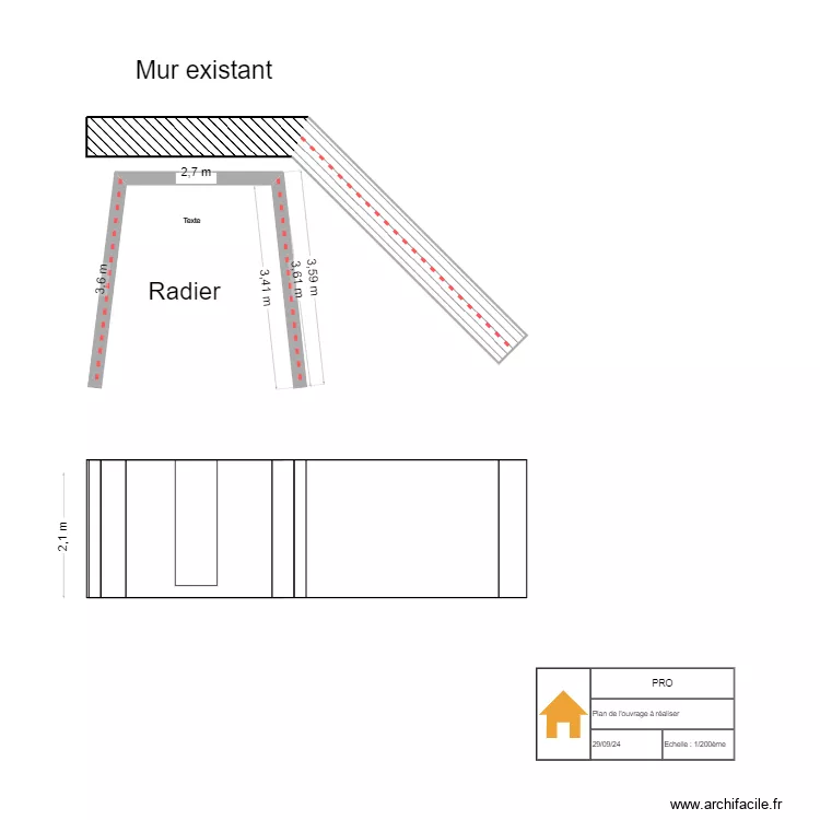 Renforcement de la vanne de garde du canal du moulin. Plan de Renforcement de la vanne de garde du canal du moulin. Plan de