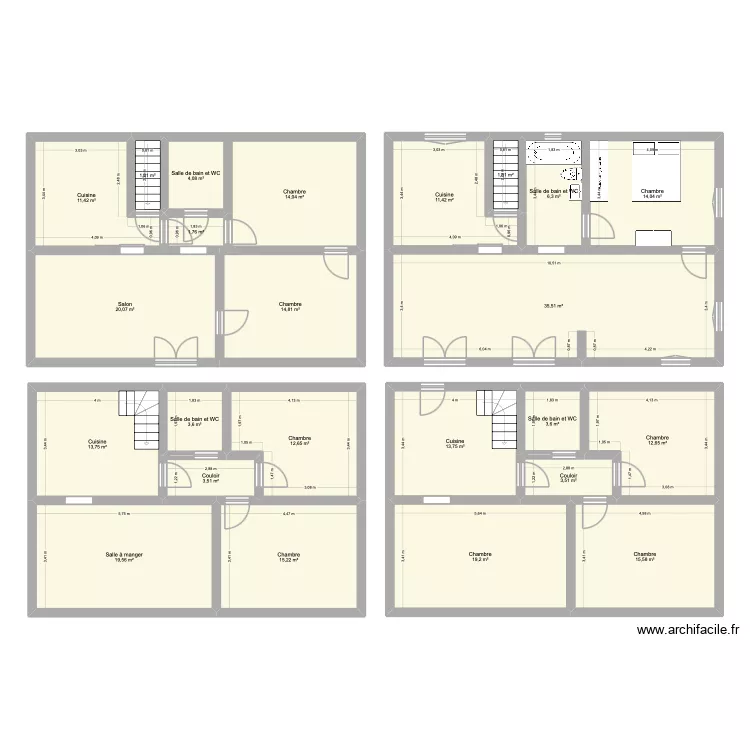 Maison Lons - 2 Cuisine. Plan de 24  et 274 m²