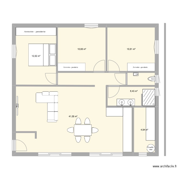 irem. Plan de 6 pièces et 86 m2