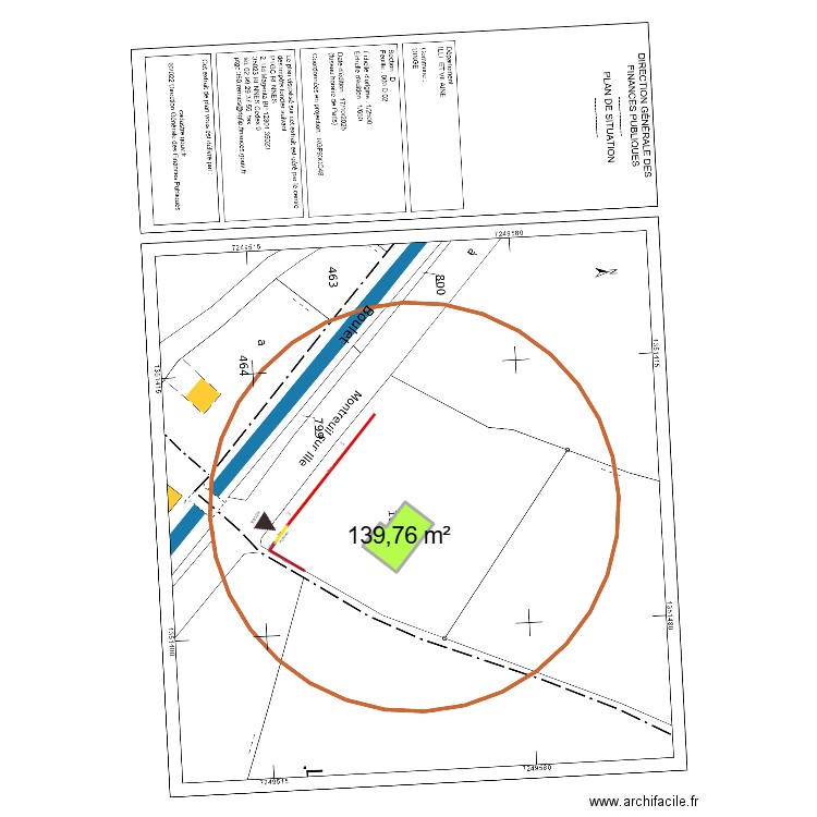 dingé2. Plan de 1 pièce et 140 m2