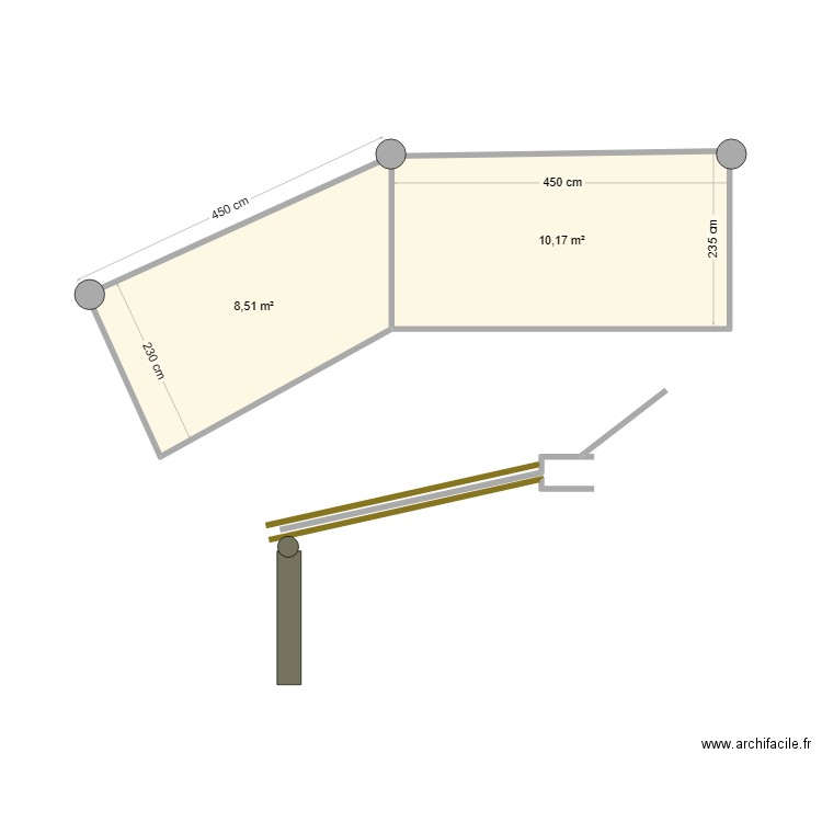 PERGOLA 05 24. Plan de 2 pièces et 19 m2