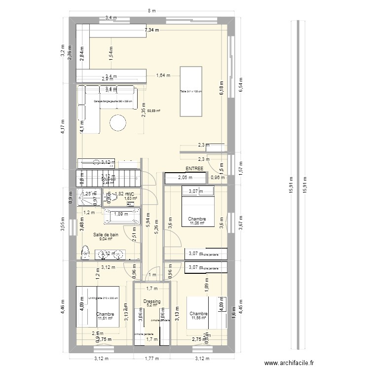 Maison Montbronn Camille. Plan de 7 pièces et 107 m2