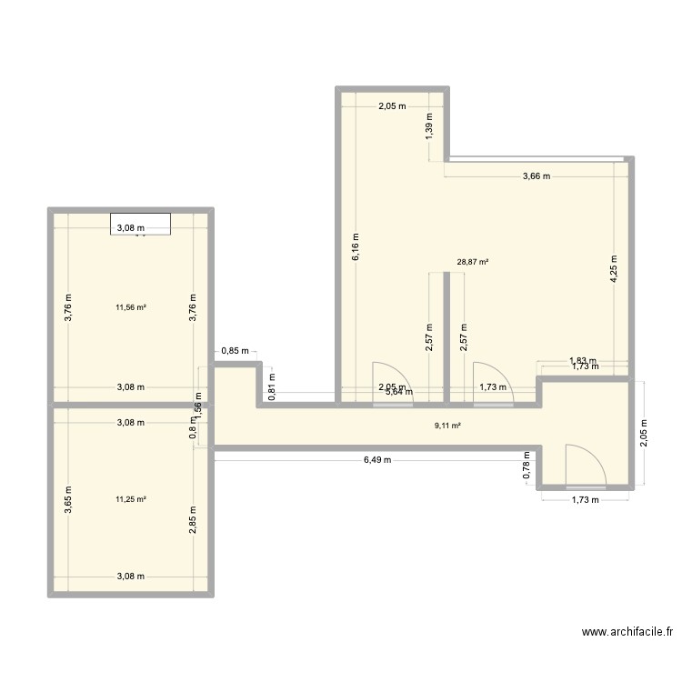 Vierge Antony. Plan de 4 pièces et 61 m2