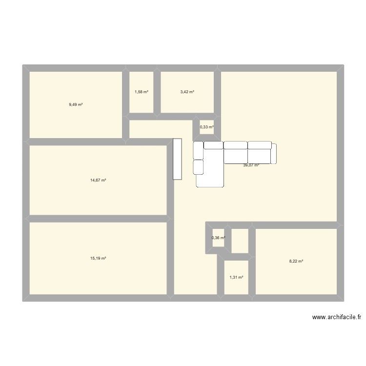 millenaire. Plan de 10 pièces et 94 m2