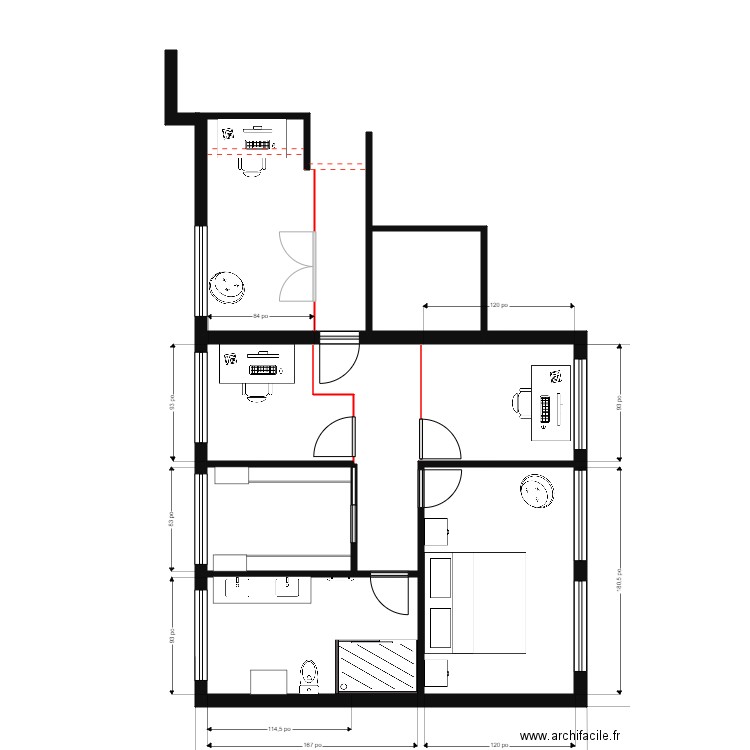 cyr 5. Plan de 5 pièces et 55 m2