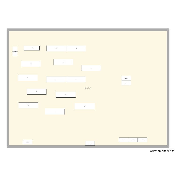 salle. Plan de 1 pièce et 291 m2