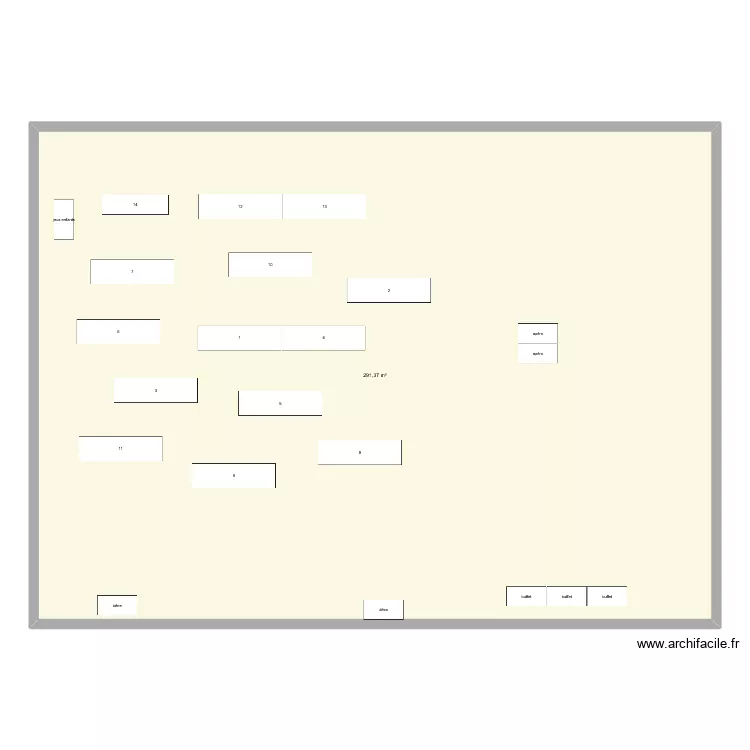salle. Plan de 1  et 291 m²