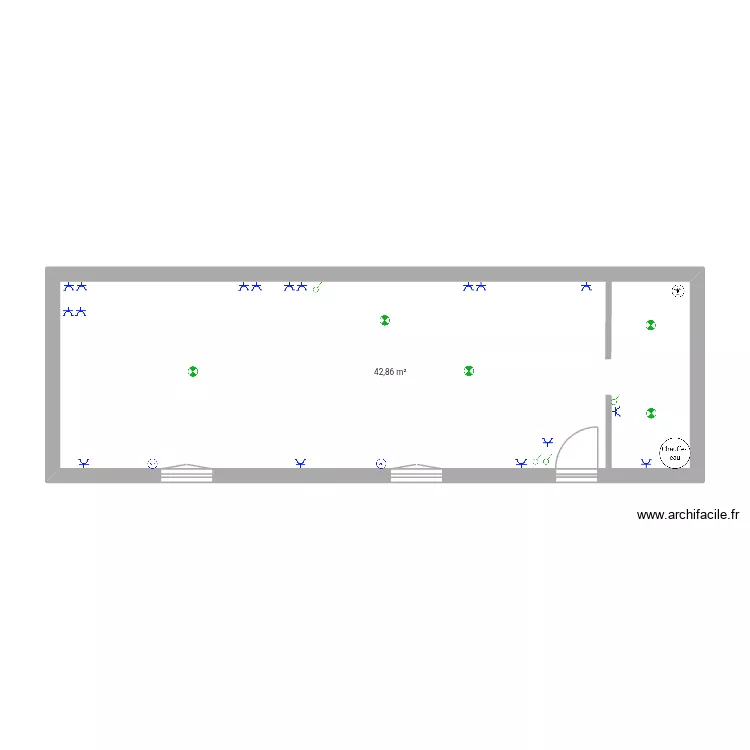 Veze. Plan de 1  et 43 m²