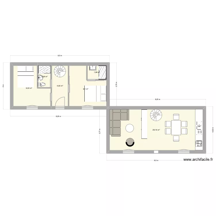Perreux. Plan de 6  et 55 m²