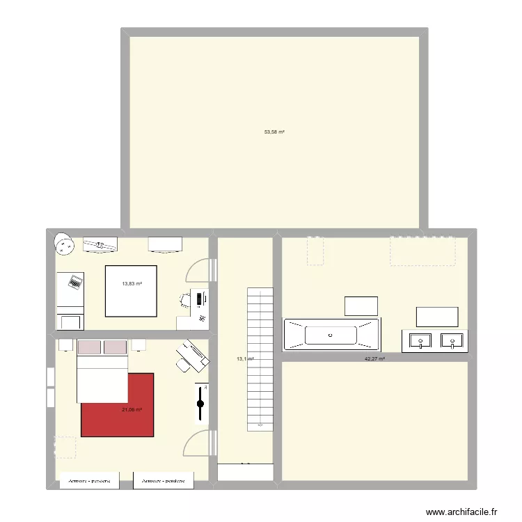 chambre. Plan de 5  et 144 m²