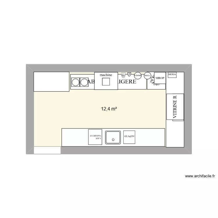 Bar. Plan de 1 pièce et 12 m²