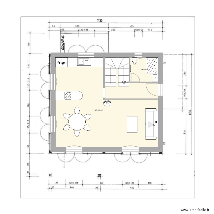 LOSSY_V2. Plan de 3 pièces et 49 m2