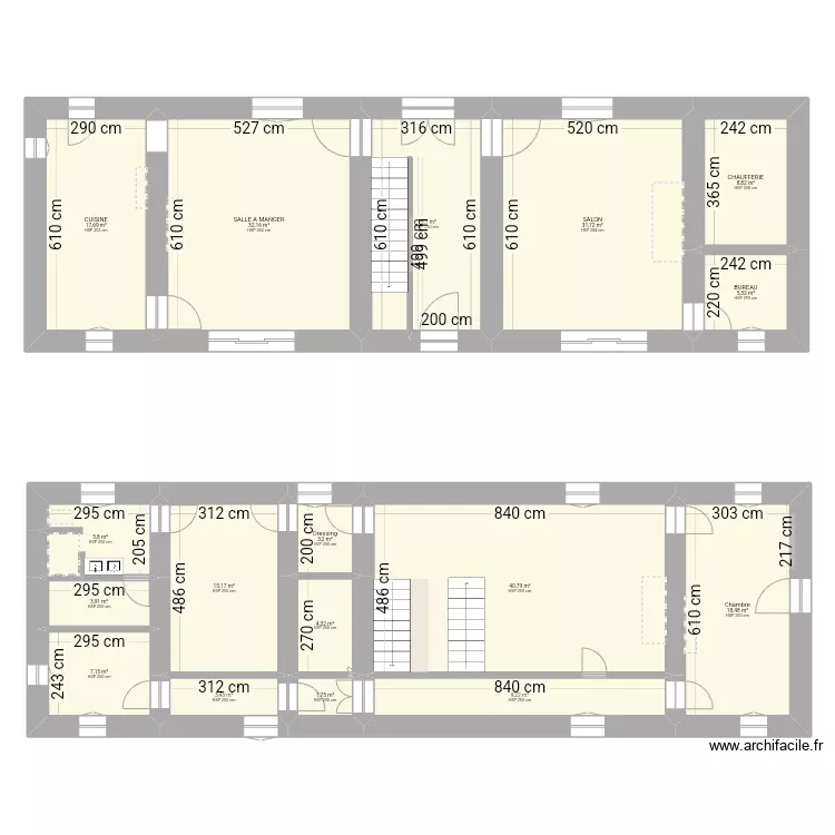Baies 250cm. Plan de 