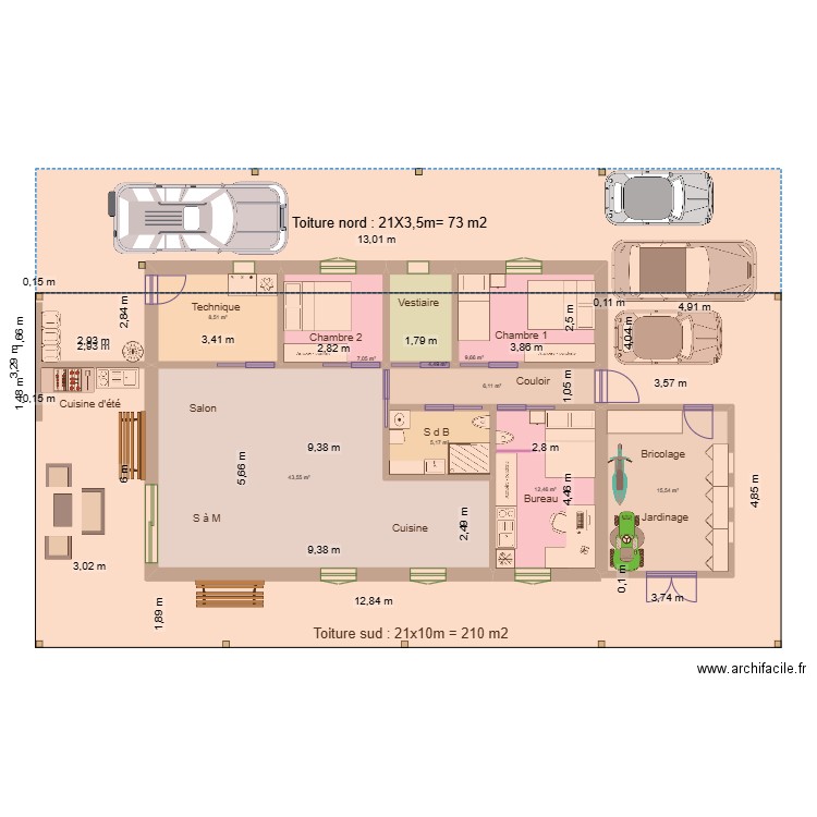 Maison 100m2 08. Plan de 9 pièces et 113 m2