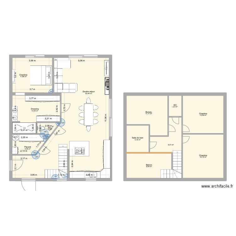 Projet Maison Final. Plan de 12 pièces et 161 m2