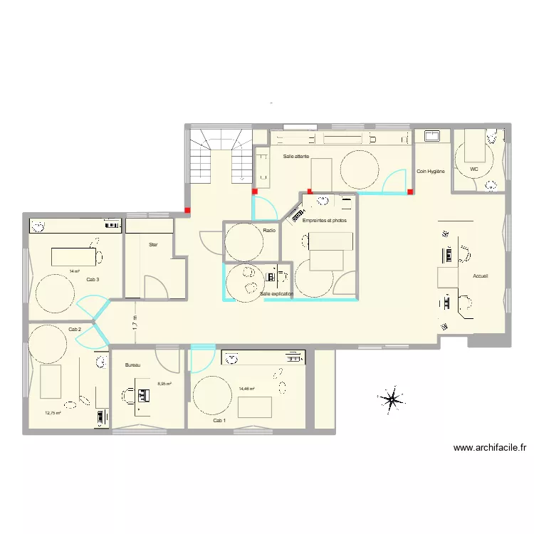 Leroux Barth version 4. Plan de 7  et 168 m²