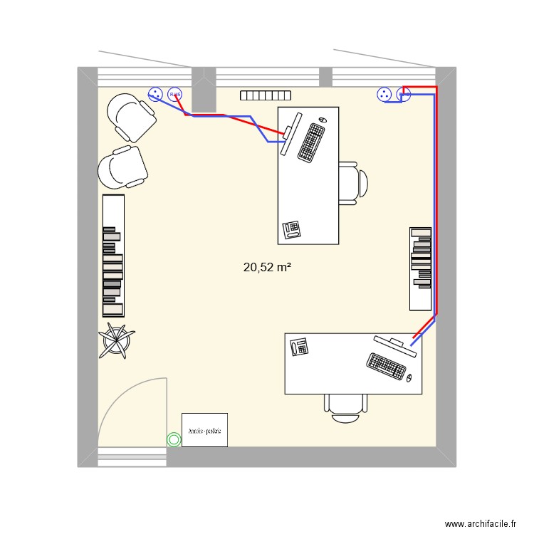 B385. Plan de 1 pièce et 21 m2