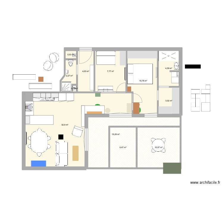 Appart Saint Ouen 2. Plan de 12 pièces et 93 m2