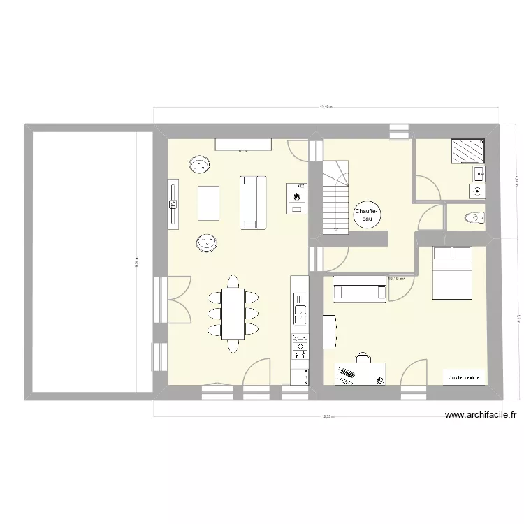 rdc rénové n° 1. Plan de 3 pièces et 91 m² rdc rénové n° 1. Plan de 3 pièces et 91 m²