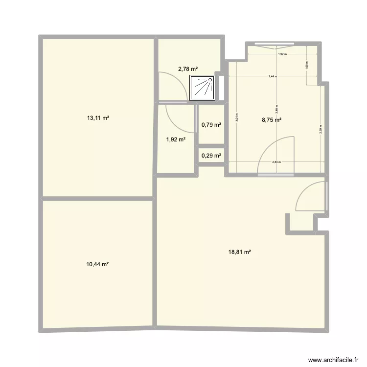 APPARTEMENT VLF. Plan de 8  et 57 m²