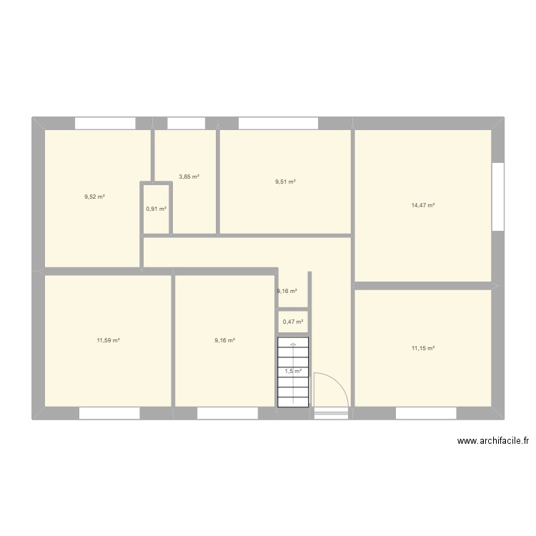 M.Chenah. Plan de 15 pièces et 104 m2