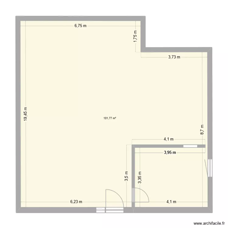 plan rdc. Plan de 1 pièce et 102 m²