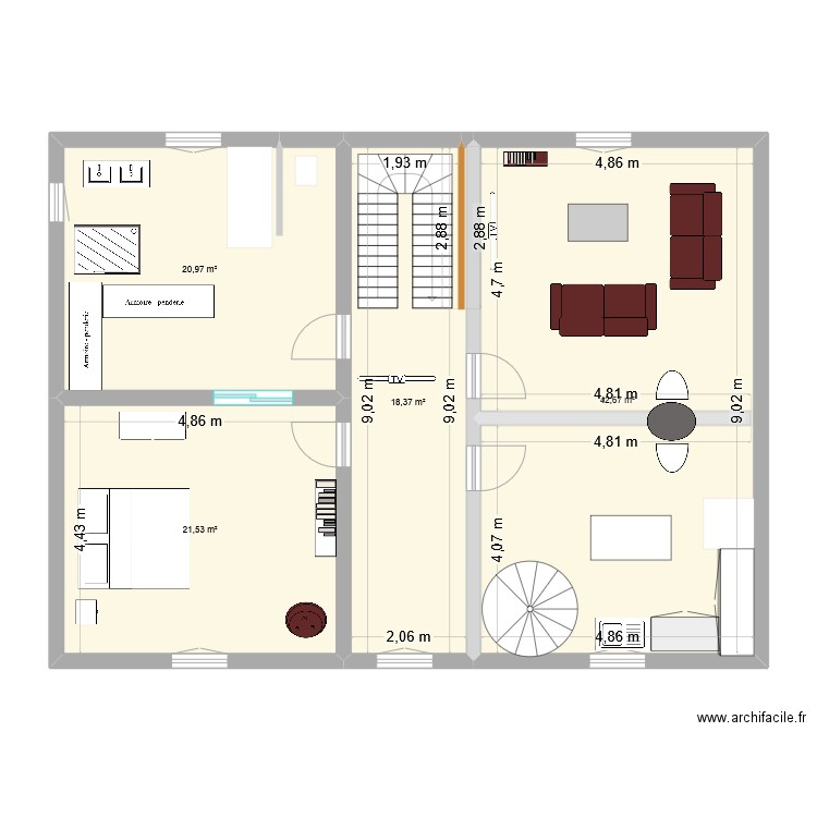 two. Plan de 4 pièces et 104 m2