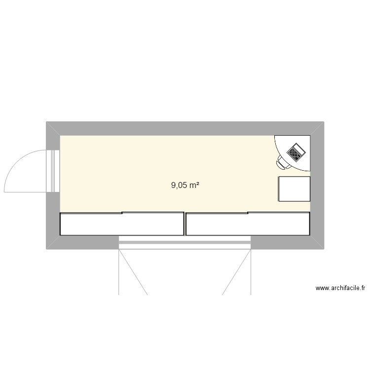 ethylotest. Plan de 1 pièce et 9 m2