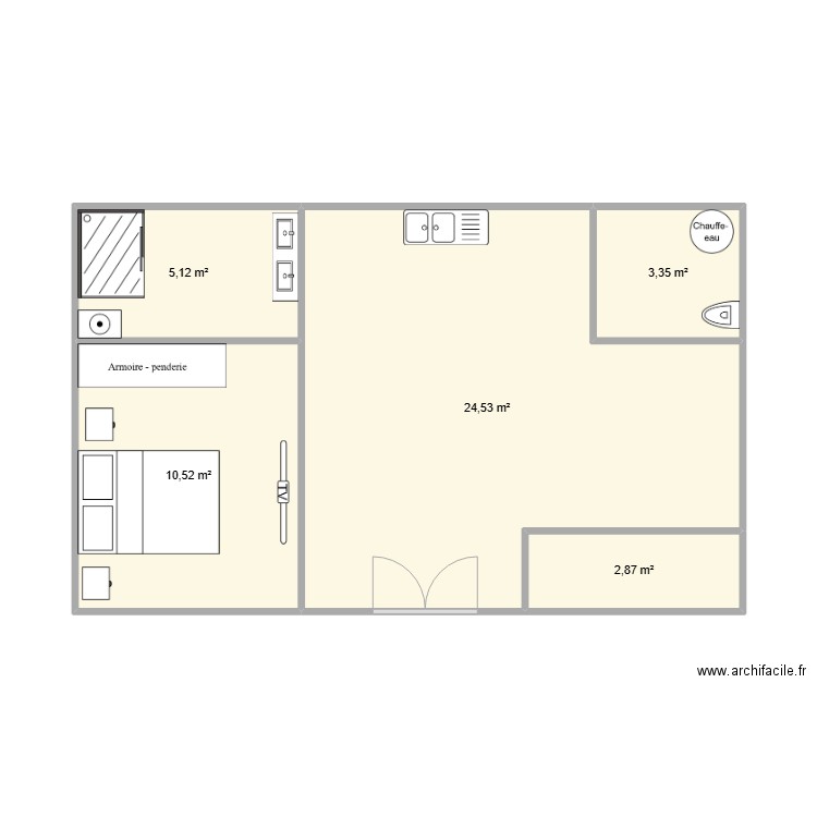 chalet. Plan de 5 pièces et 46 m2