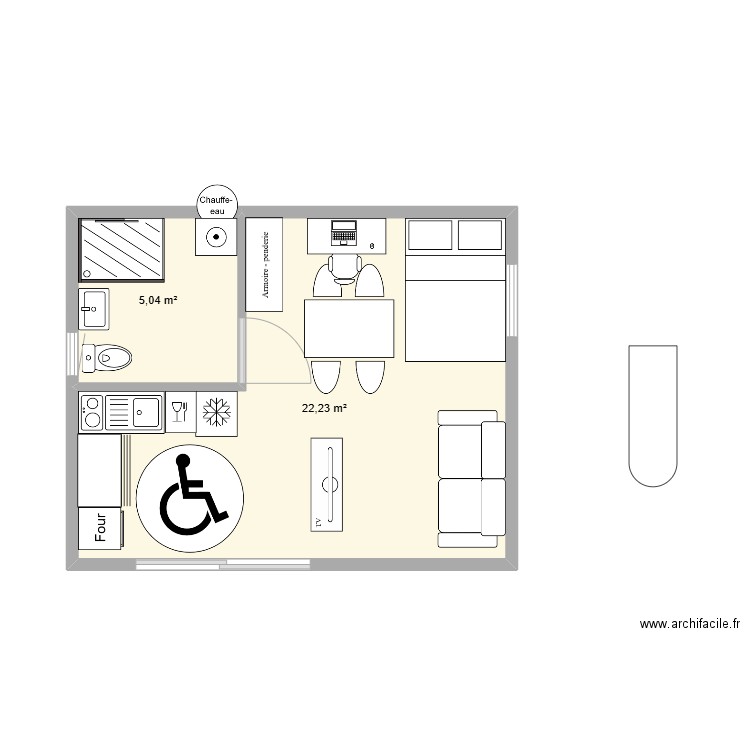 Agencements 2. Plan de 2 pièces et 27 m2