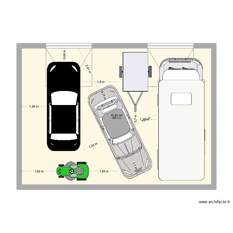 GARAGE. Plan de 1 pièce et 71 m2