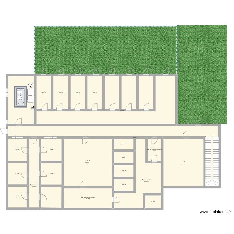 ELEVAGE . Plan de 24 pièces et 435 m2