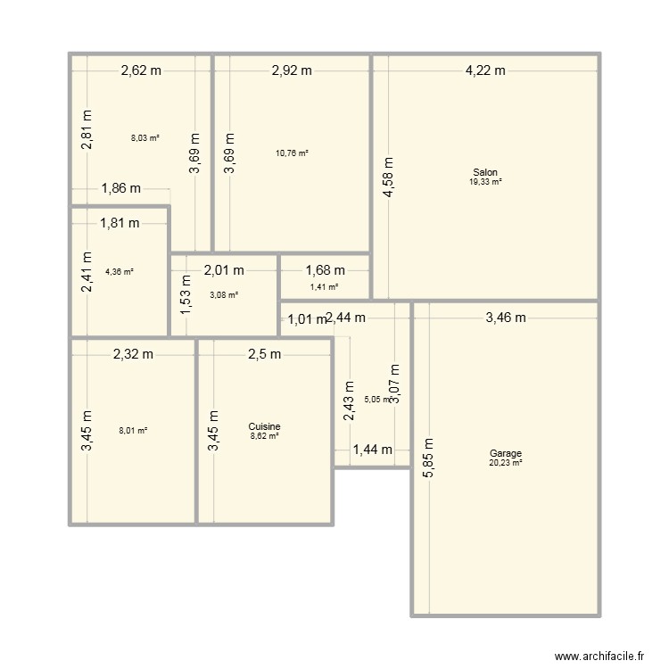 MAISON BIGANOS. Plan de 10 pièces et 89 m2